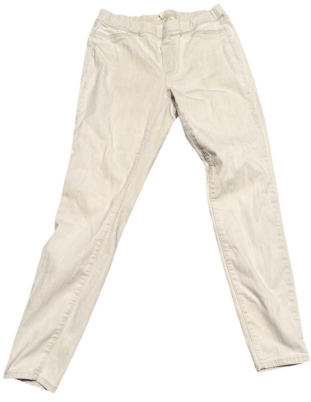 Eileen Fisher Ecru Pull On Slim Ankle Jeans, Organic Cotton Stretch, Medium